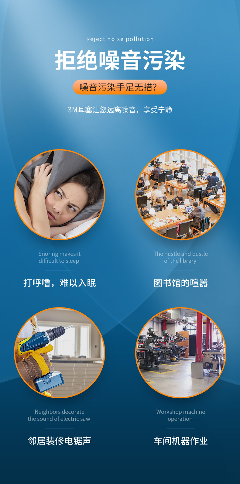 3M 1110带线 子弹型耳塞（SNR37dB） 100副/盒