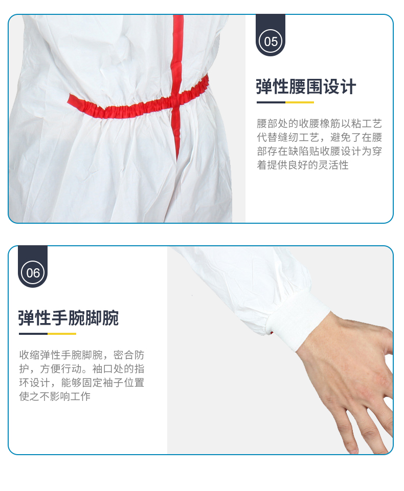 3M 4565白色带帽红色胶条防护服 M 3M 4565白色带帽红色胶条防护服 M