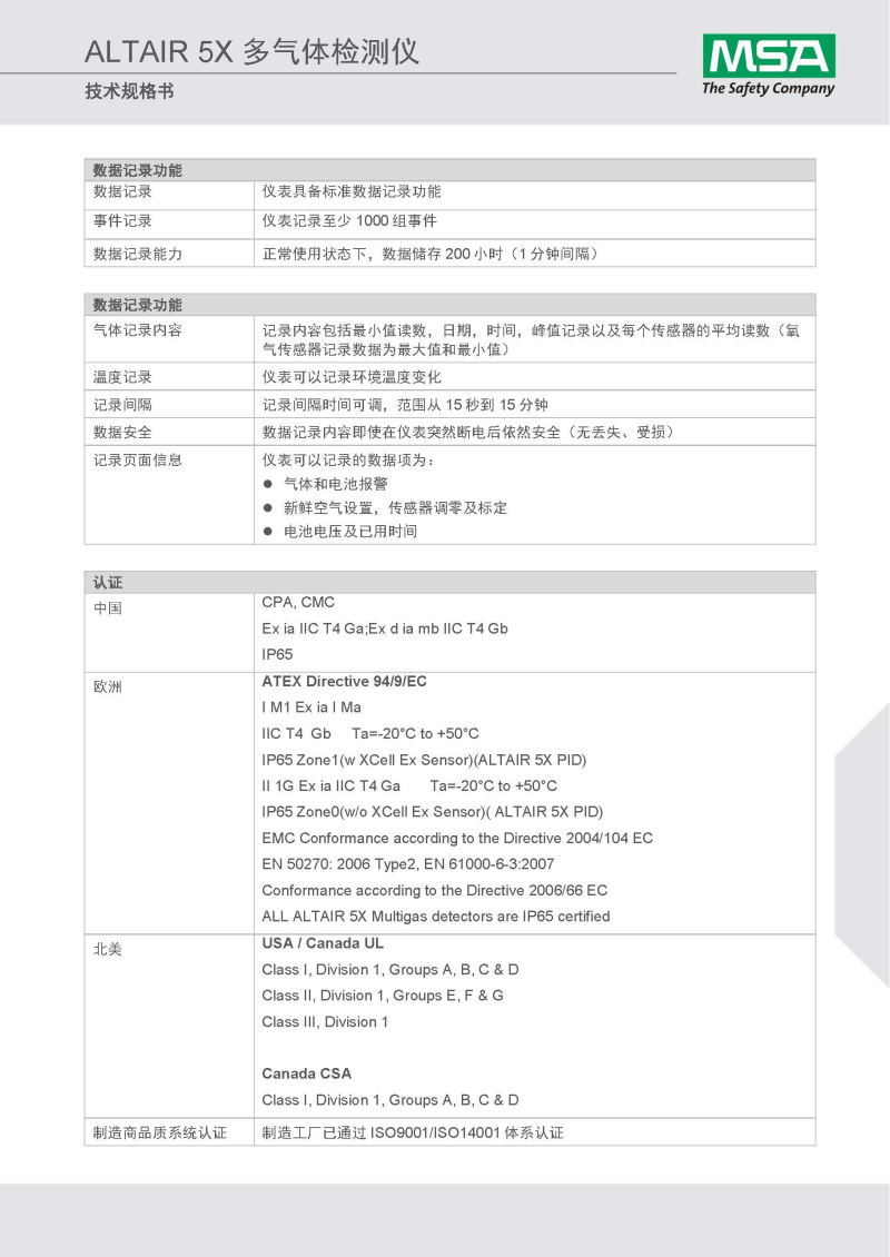 MSA/梅思安10125233天鹰5X多种气体检测仪 可燃气+氧气+一氧化碳+硫化氢 （LEL/O2/CO/H2S/泵/单色屏）