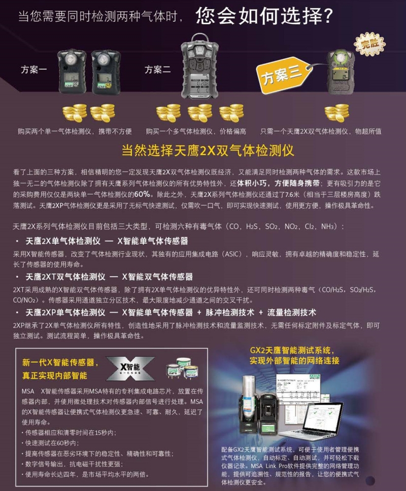 MSA/梅思安 10162581（进口版）天鹰2X 单一便携式气体检测仪H2S