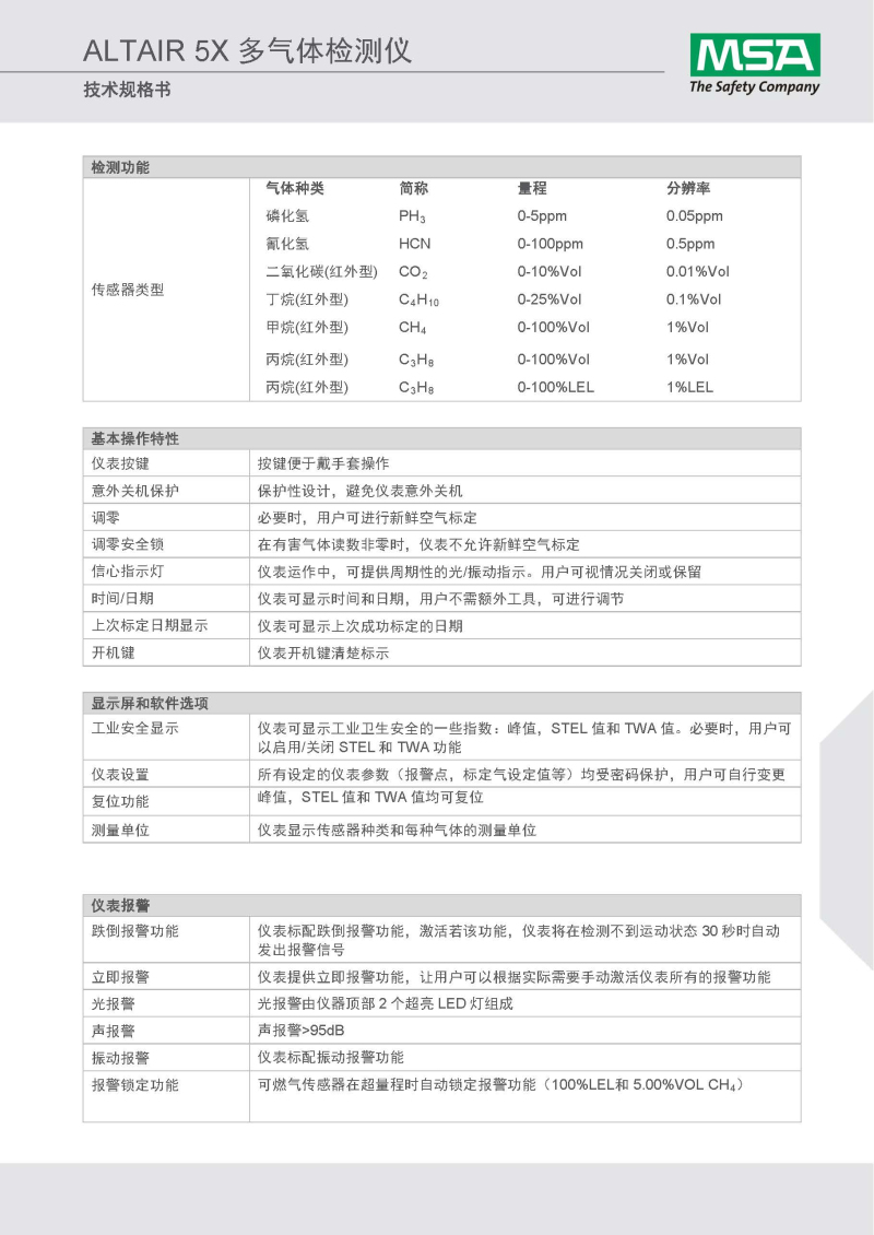 MSA/梅思安10125233天鹰5X多种气体检测仪 可燃气+氧气+一氧化碳+硫化氢 （LEL/O2/CO/H2S/泵/单色屏）